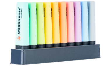 Highlighter - STABILO BOSS ORIGINAL Pastel - Deskset of 10 - 10 x Pastel Colours