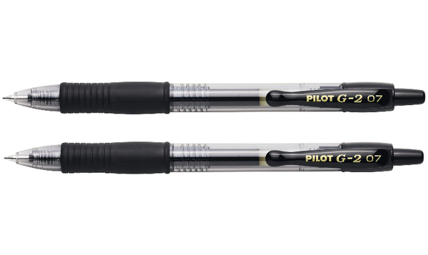 Pilot G2 07 Gel Ink Rollerball Pen BLG207 Black Pack of 2