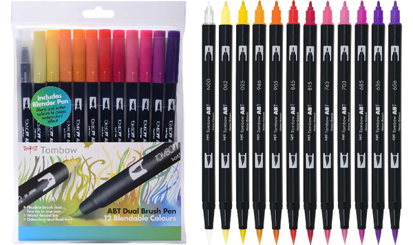 Tombow ABT-12C-2 Lot de 12 Feutres pinceau à 2 pointes, couleurs pastel Tombow ABT-12C-2 Lot de 12 Feutres pinceau à 2 pointes, couleurs pastel