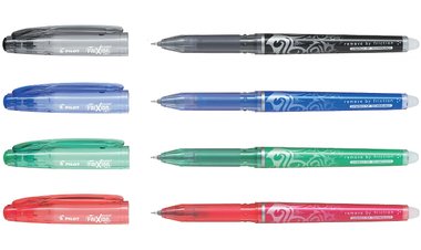 Pilot FriXion Point Erasable Rollerball Pen Assorted Set of 4 (Black Blue Green Red)