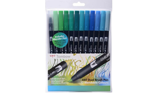 Tombow ABT Dual Brush Pen Ocean Colours Set of 12