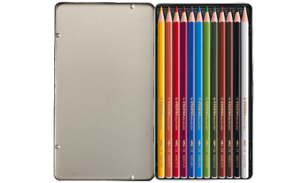 Aquarellable Colouring Pencil - STABILOaquacolor - ARTY - Tin of 12 - Assorted Colours