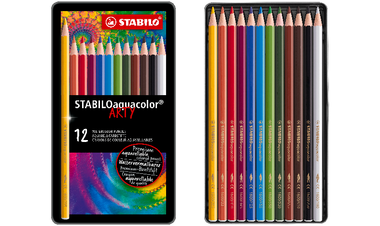 Aquarellable Colouring Pencil - STABILOaquacolor - ARTY - Tin of 12 - Assorted Colours