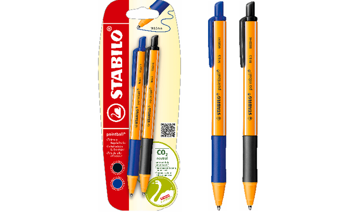Ballpoint Pen - STABILO pointball - Pack of 2 - Blue, Black