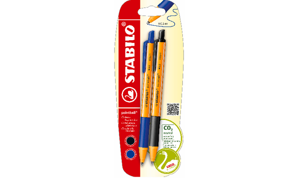 Ballpoint Pen - STABILO pointball - Pack of 2 - Blue, Black