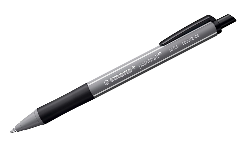 Ballpoint Pen - STABILO pointball Colourful - Pack of 3 - Ultramarine, Dark Grey and Rust Red
