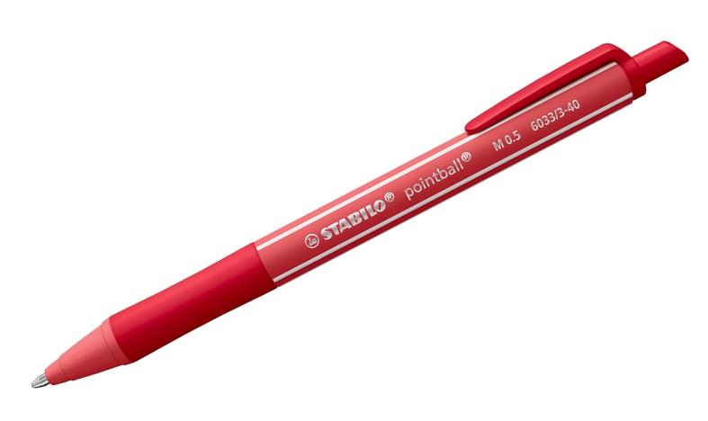 Ballpoint Pen - STABILO pointball Colourful - Pack of 3 - Ultramarine, Dark Grey and Rust Red
