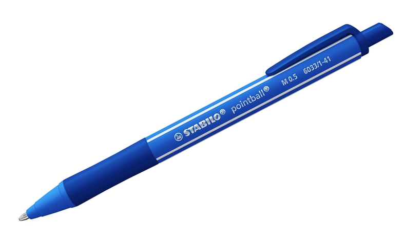 Ballpoint Pen - STABILO pointball Colourful - Pack of 3 - Ultramarine, Dark Grey and Rust Red
