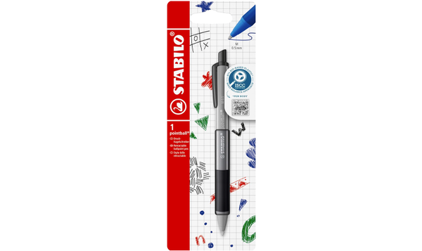 Ballpoint Pen - STABILO pointball Colourful - Pack of 1 - Dark Grey with Black Ink