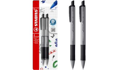 Ballpoint Pen - STABILO pointball Colourful - Pack of 2 - Dark Grey with Black Ink