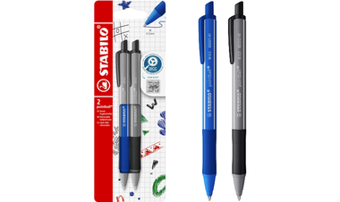 Ballpoint Pen - STABILO pointball Colourful - Pack of 2 - Ultramarine and Dark Grey