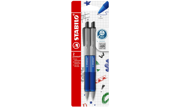 Ballpoint Pen - STABILO pointball Colourful - Pack of 2 - Ultramarine with Blue Ink