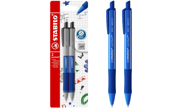 Ballpoint Pen - STABILO pointball Colourful - Pack of 2 - Ultramarine with Blue Ink