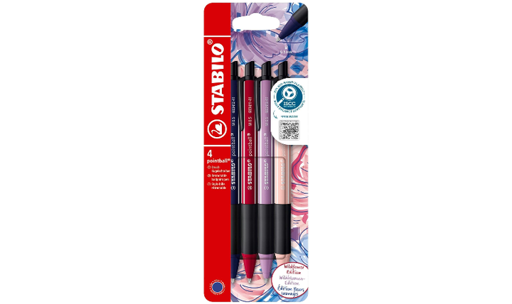 Ballpoint Pen - STABILO pointball NatureCOLORS Wildflower - Pack of 4 Assorted Colours