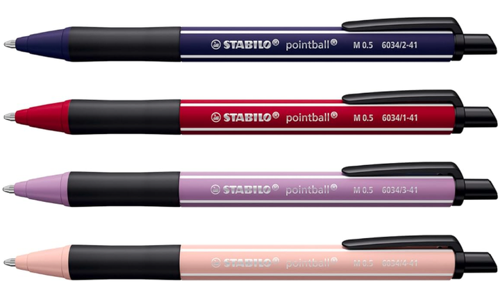 Ballpoint Pen - STABILO pointball NatureCOLORS Wildflower - Pack of 4 Assorted Colours