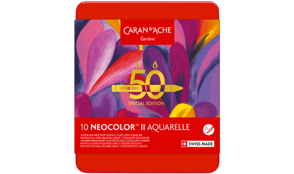 Caran d'Ache Neocolor II Water Soluble Wax Pastels - 50 Year Special Edition - Pop - Assortment of 10