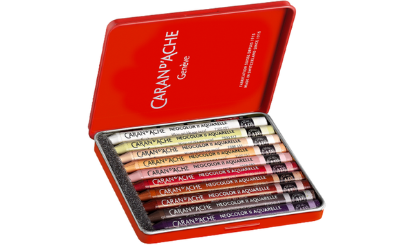 Caran d'Ache Neocolor II Water Soluble Wax Pastels - 50 Year Special Edition - Portrait - Assortment of 10