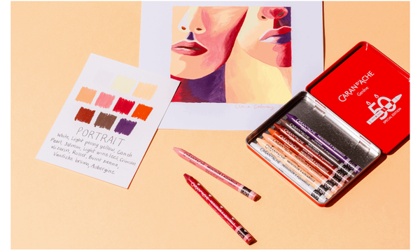Caran d'Ache Neocolor II Water Soluble Wax Pastels - 50 Year Special Edition - Portrait - Assortment of 10