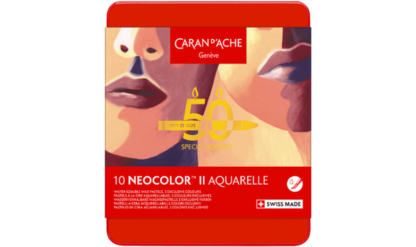 Caran d'Ache Neocolor II Water Soluble Wax Pastels - 50 Year Special Edition - Portrait - Assortment of 10
