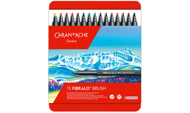 Caran d'Ache Fibralo Brush with Water-Soluble Ink Box of 15