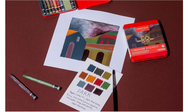 Caran d'Ache Neocolor II Water Soluble Wax Pastels - 50 Year Special Edition - Dark - Assortment of 10