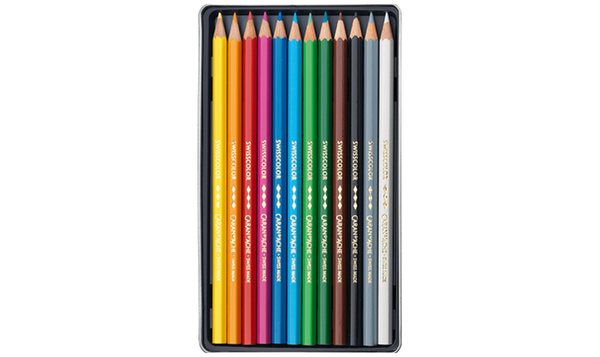 Caran d'Ache Swisscolor Water Soluble Pencils 12 Assorted Colours