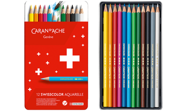 Caran d'Ache Swisscolor Water Soluble Pencils 12 Assorted Colours