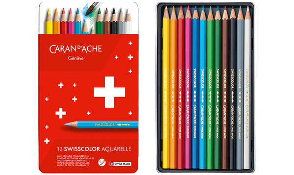 Caran d'Ache Swisscolor Water Soluble Pencils 12 Assorted Colours