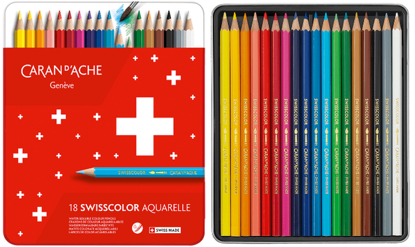 Caran d'Ache Swisscolor Water Soluble Pencils 18 Assorted Colours