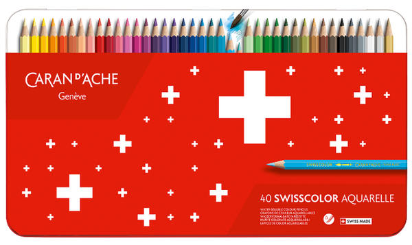 Caran d'Ache Swisscolor Water Soluble Pencils 40 Assorted Colours