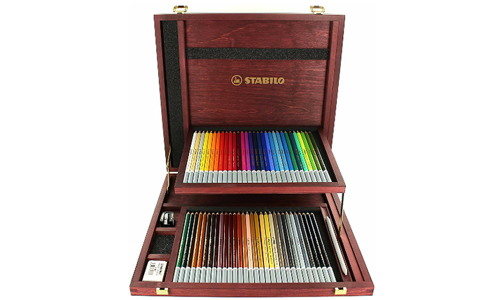 Chalk-Pastel Pencil - STABILO CarbOthello - Wooden Box of 60 - Assorted Colours with Sharpener and Eraser