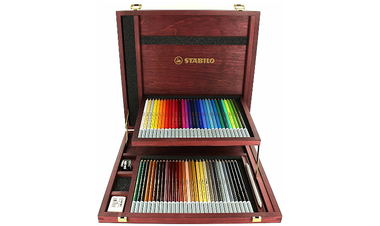 Chalk-Pastel Pencil - STABILO CarbOthello - Wooden Box of 60 - Assorted Colours with Sharpener and Eraser