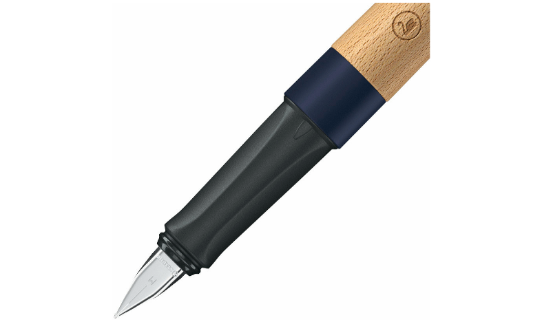 Climate-Neutral Fountain Pen - STABILO Grow - Pack of 1 - Blueberry Blue/Beech Wood including Blue Ink Cartridge