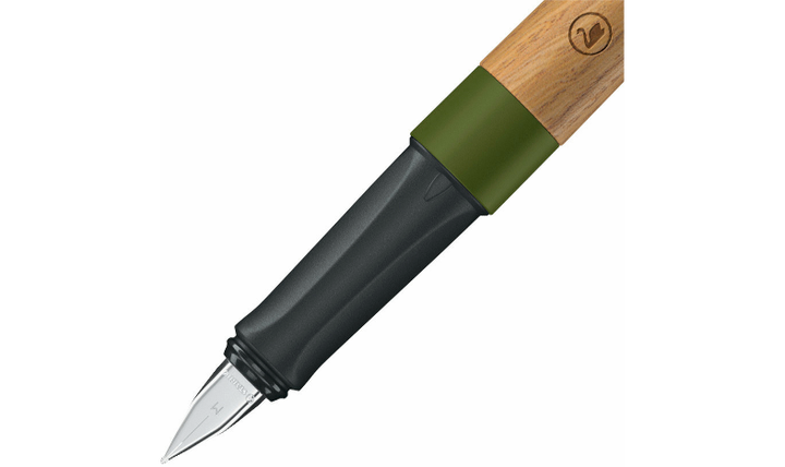 Climate-Neutral Fountain Pen - STABILO Grow - Pack of 1 - Moss Green/Oak Wood including Blue Ink Cartridge