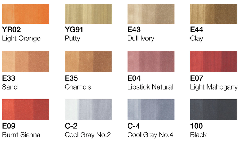Copic Classic Marker Pen Set of 12 Architecture Colours