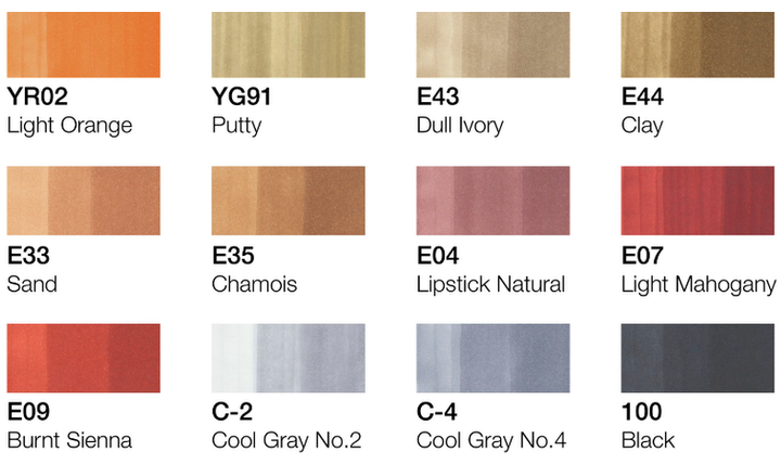 Copic Classic Marker Pen Set of 12 Architecture Colours