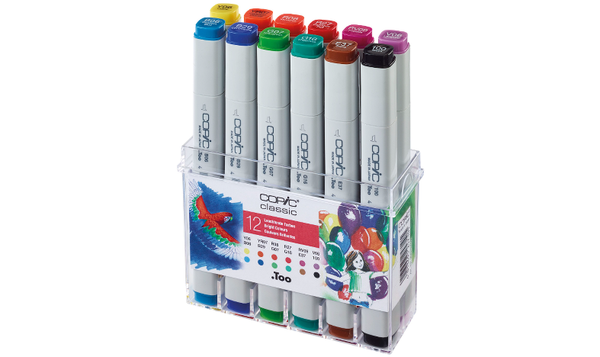 Copic Classic Marker Pen Set of 12 Bright Colours