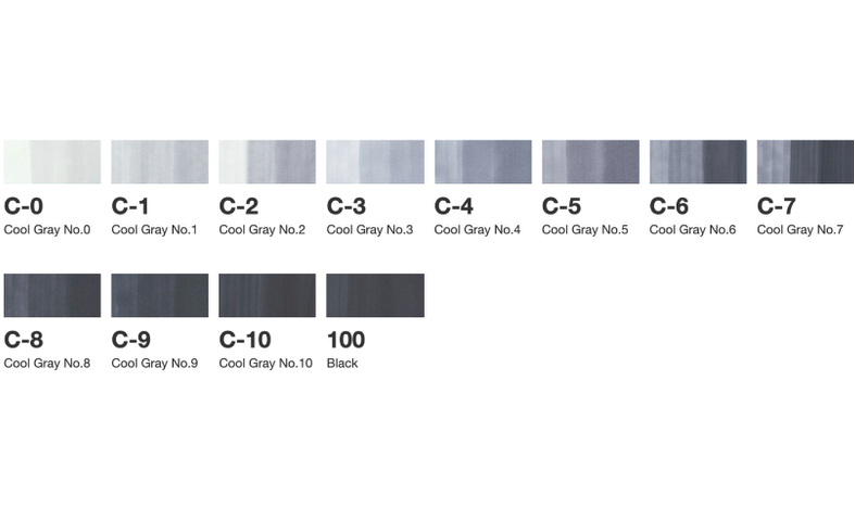 Copic Classic Marker Pen Set of 12 Cool Grey