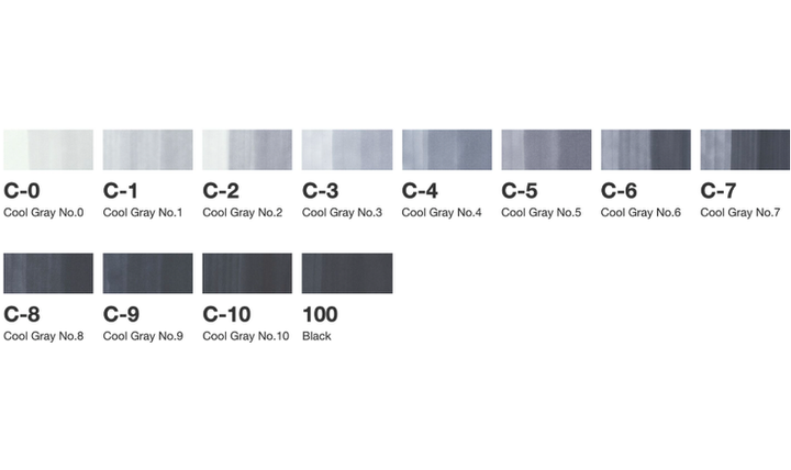 Copic Classic Marker Pen Set of 12 Cool Grey