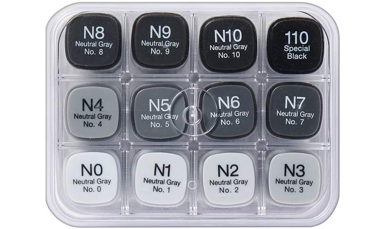 Copic Classic Marker Pen Set of 12 Neutral Grey