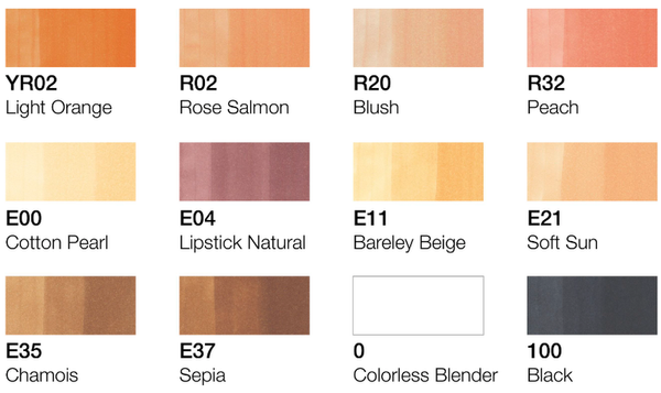 Copic Classic Marker Pen Set of 12 Portrait Colours