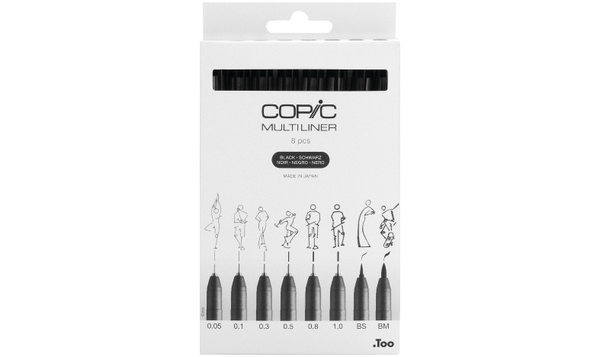 Copic MultiLiner Drawing Pen Set of 8 Black
