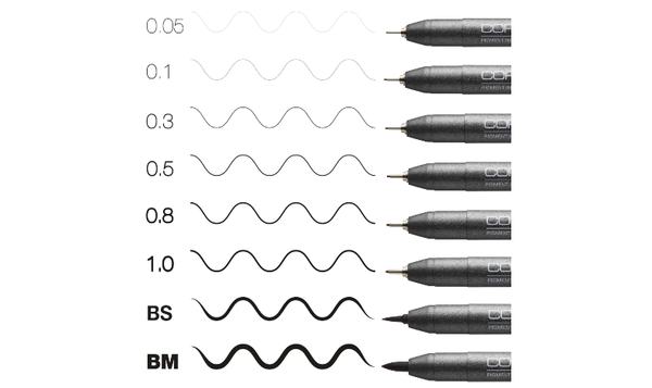 Copic MultiLiner Drawing Pen Set of 8 Black