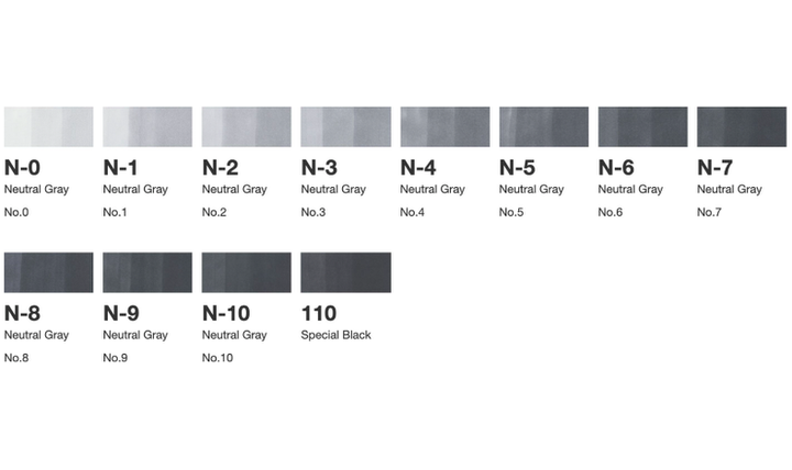 Copic Classic Marker Pen Set of 12 Neutral Grey
