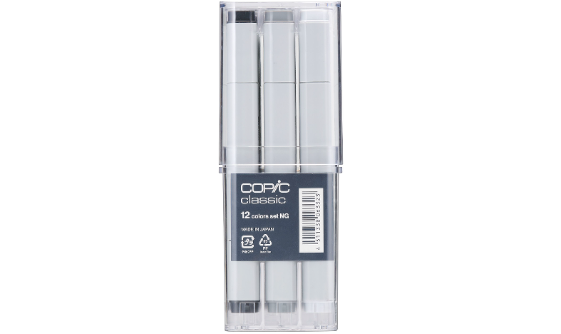 Copic Classic Marker Pen Set of 12 Neutral Grey