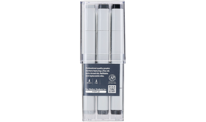 Copic Classic Marker Pen Set of 12 Neutral Grey