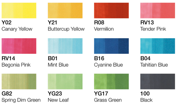 Copic Classic Marker Pen Set of 12 Spring Colours