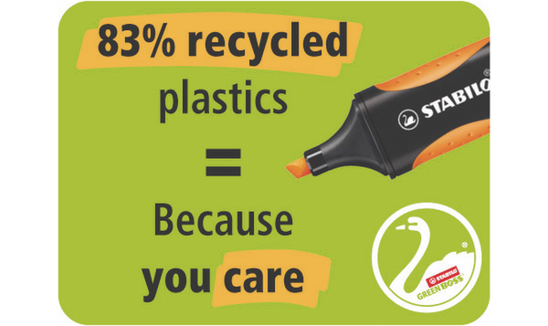 Eco-Friendly Highlighter - STABILO GREEN BOSS - Assorted Pack Sizes and Colours