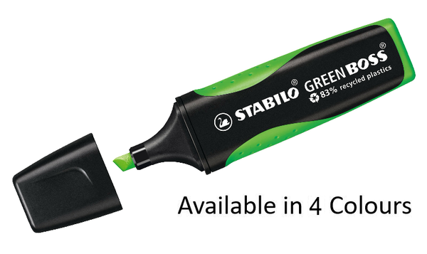 Eco-Friendly Highlighter - STABILO GREEN BOSS - Assorted Pack Sizes and Colours