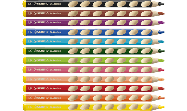 Ergonomic Colouring Pencil - STABILO EASYcolors - Left-Handed - Pack of 12 - Assorted Colours with Sharpener